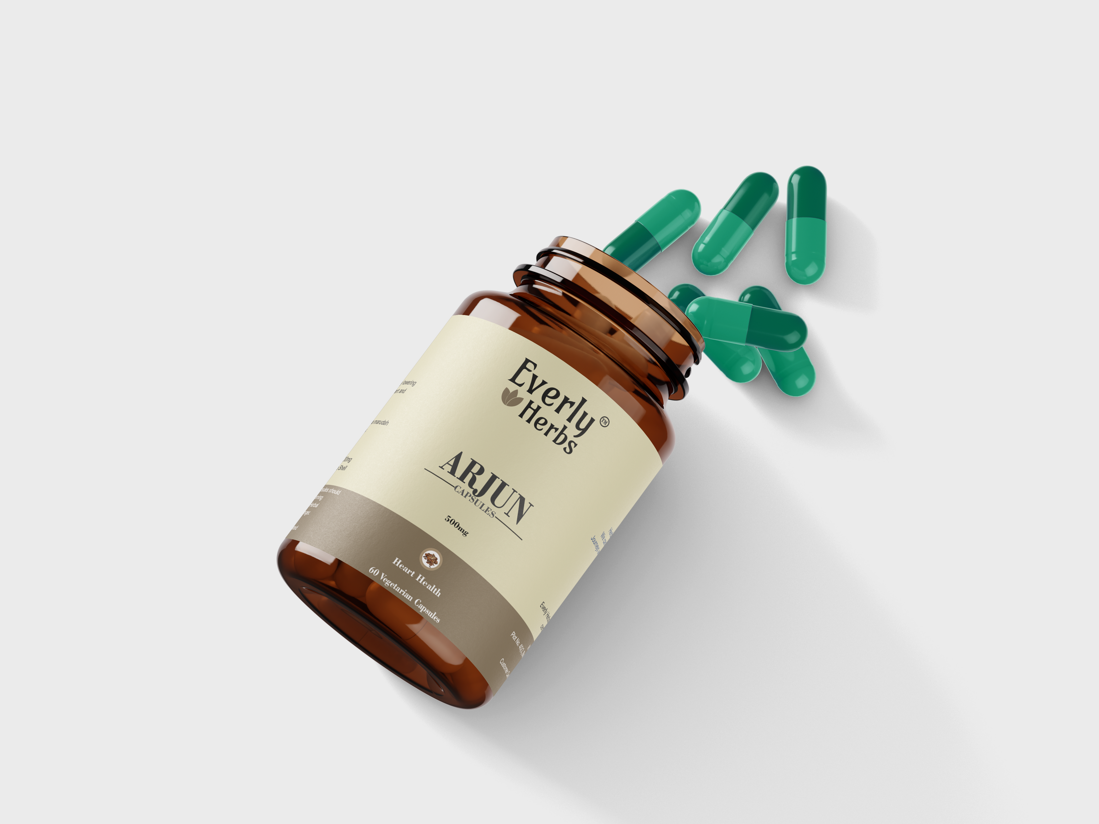 Everly Herbs™ Arjun Capsules 500mg - High Potency 60 Veg Capsules | Rich in Flavanolides and Tannins | Lowering Blood Pressure and Strengthening the Heart