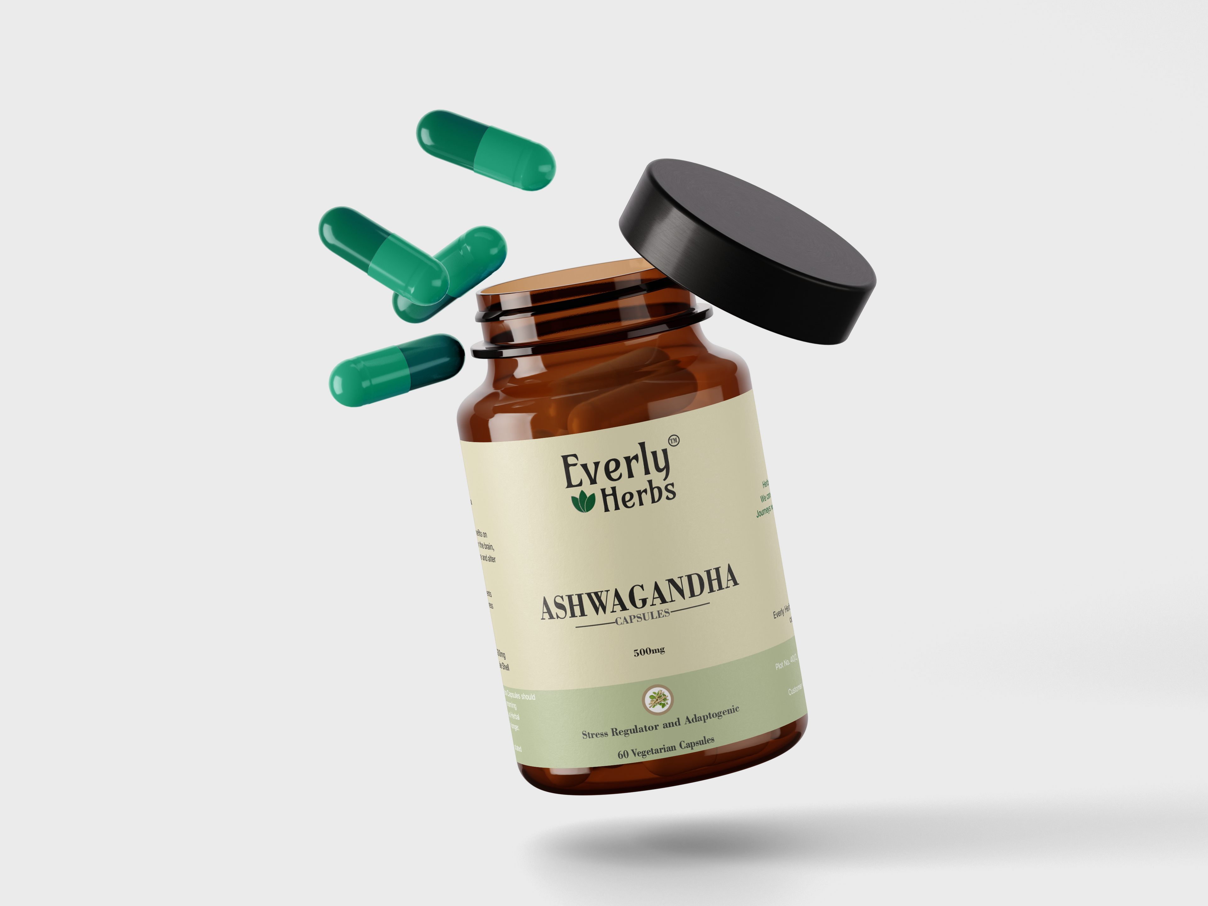 Everly Herbs™ Ashwagandha Capsules 500mg - High Potency 60 Veg Capsules | Rich in Withanolides and Nutrients | Mental Relaxation and Anti-Stress