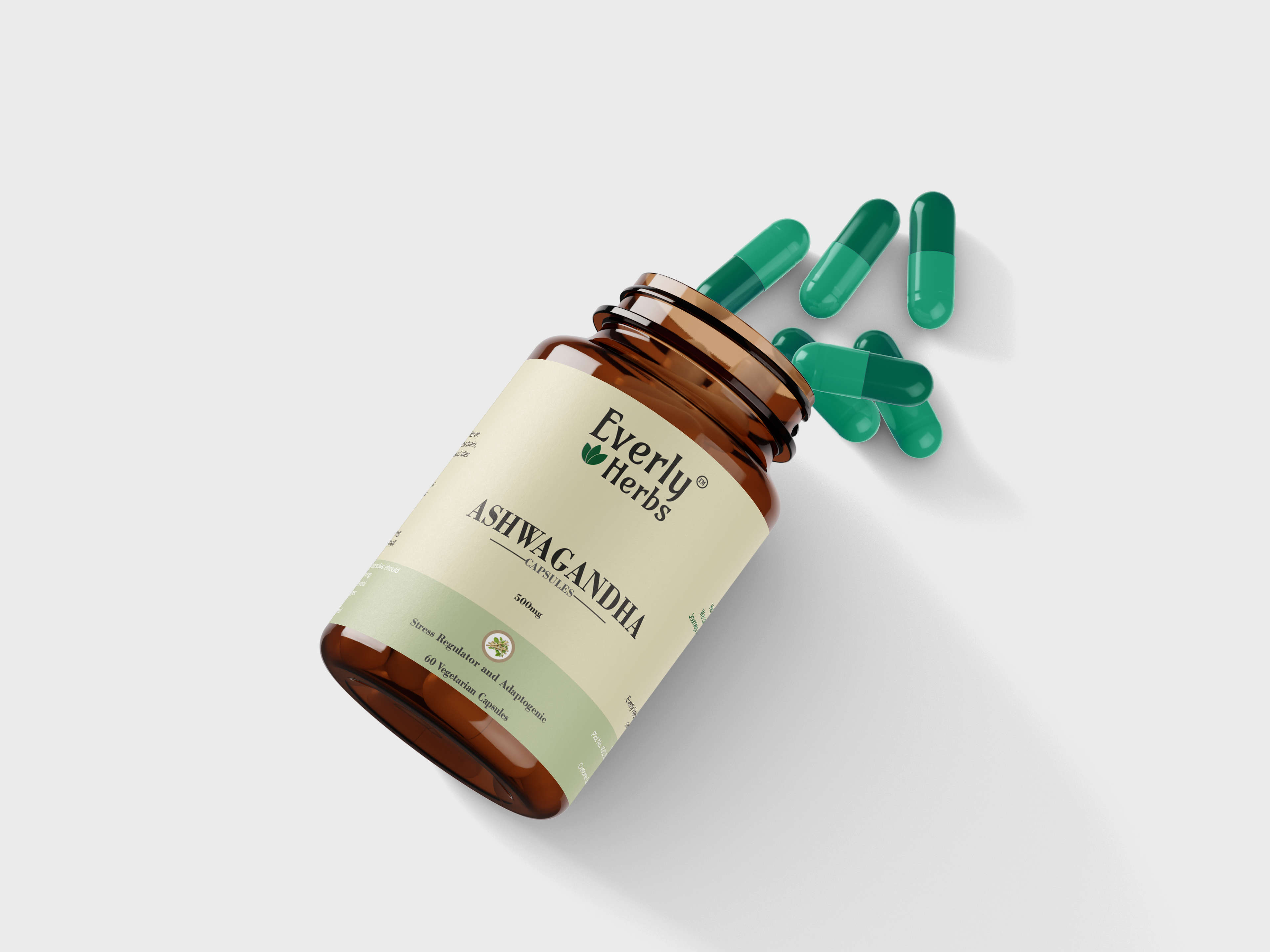 Everly Herbs™ Ashwagandha Capsules 500mg - High Potency 60 Veg Capsules | Rich in Withanolides and Nutrients | Mental Relaxation and Anti-Stress