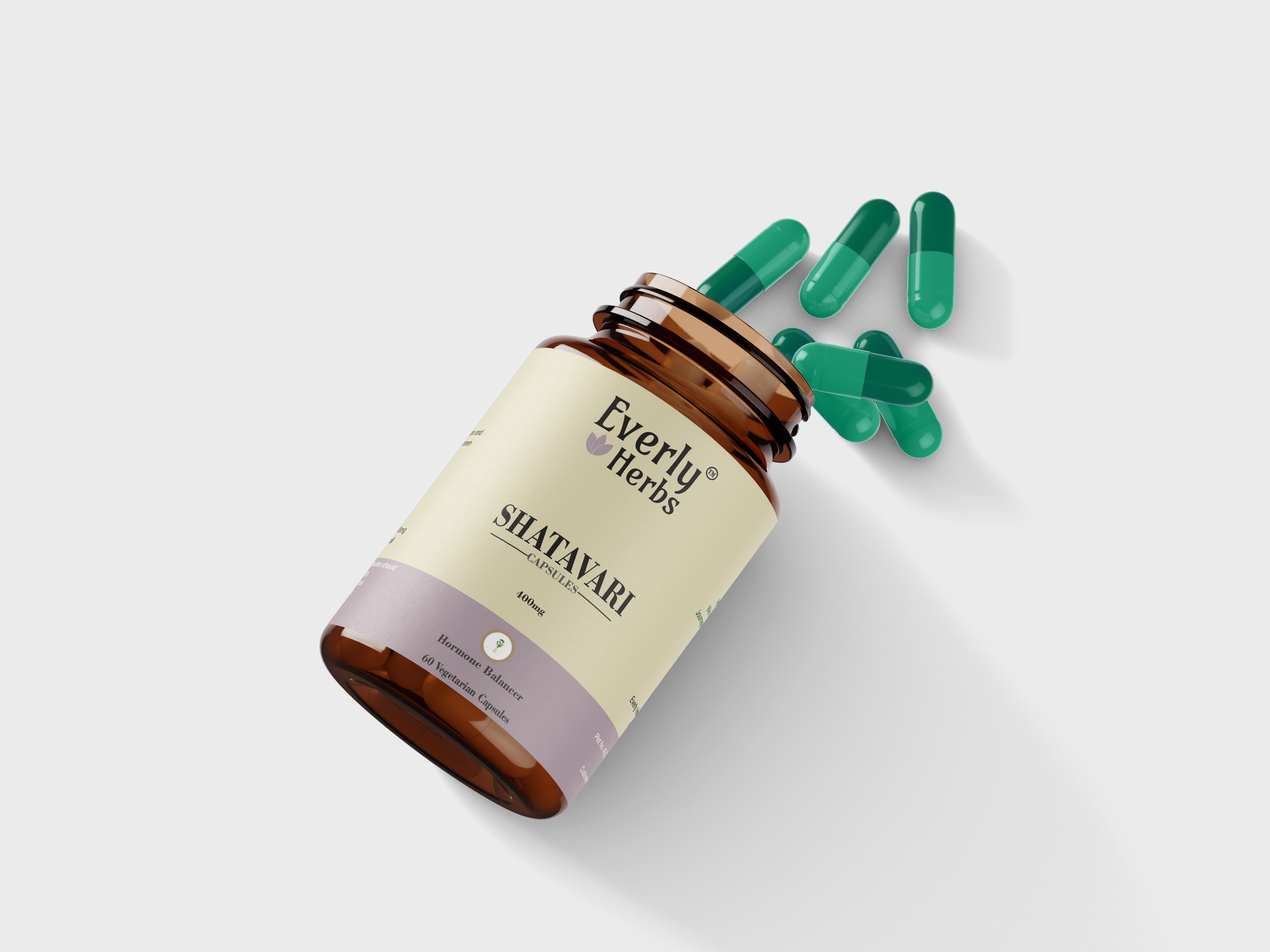 Everly Herbs™ Shatavari Capsules 400mg - High Potency 60 Veg Capsules | Rich in Saponins | Supports Cycle and Lactation