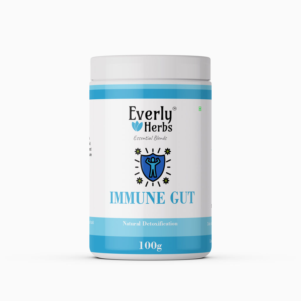 Everly Herbs™ Immune Gut Essential Blend for Detoxification, Gut Health and Immunity | Moringa, Spirulina, Chlorella, Digestive Enzymes, Prebiotic Fibers |