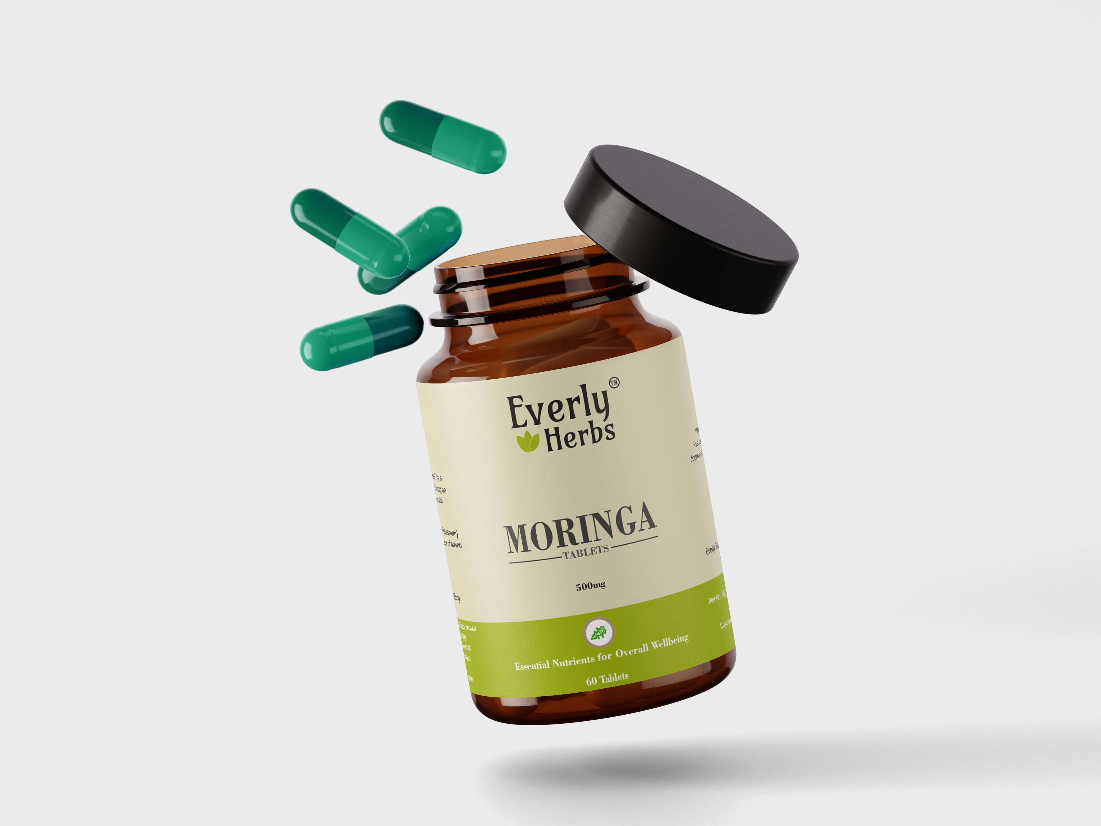 Everly Herbs™ Moringa Tablets 500mg - 60 Tablets | Rich in Vitamins A,B,C and Minerals | Amino acids and Antioxidants